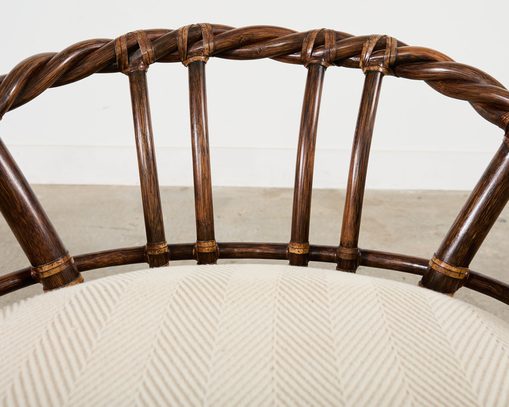 Pair of McGuire Organic Modern Twisted Rattan Lounge Chairs