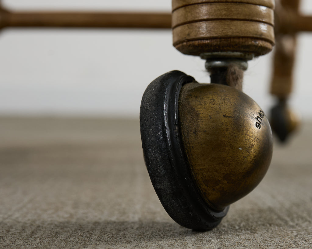 Set of Four McGuire Rattan Barrel Back Dining Chairs