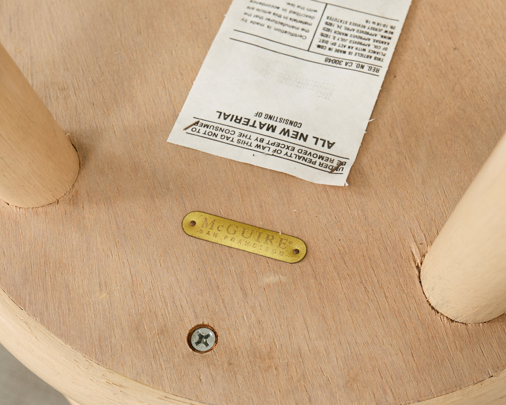 Set of Four McGuire Organic Modern Lacquered Rattan Bar Stools