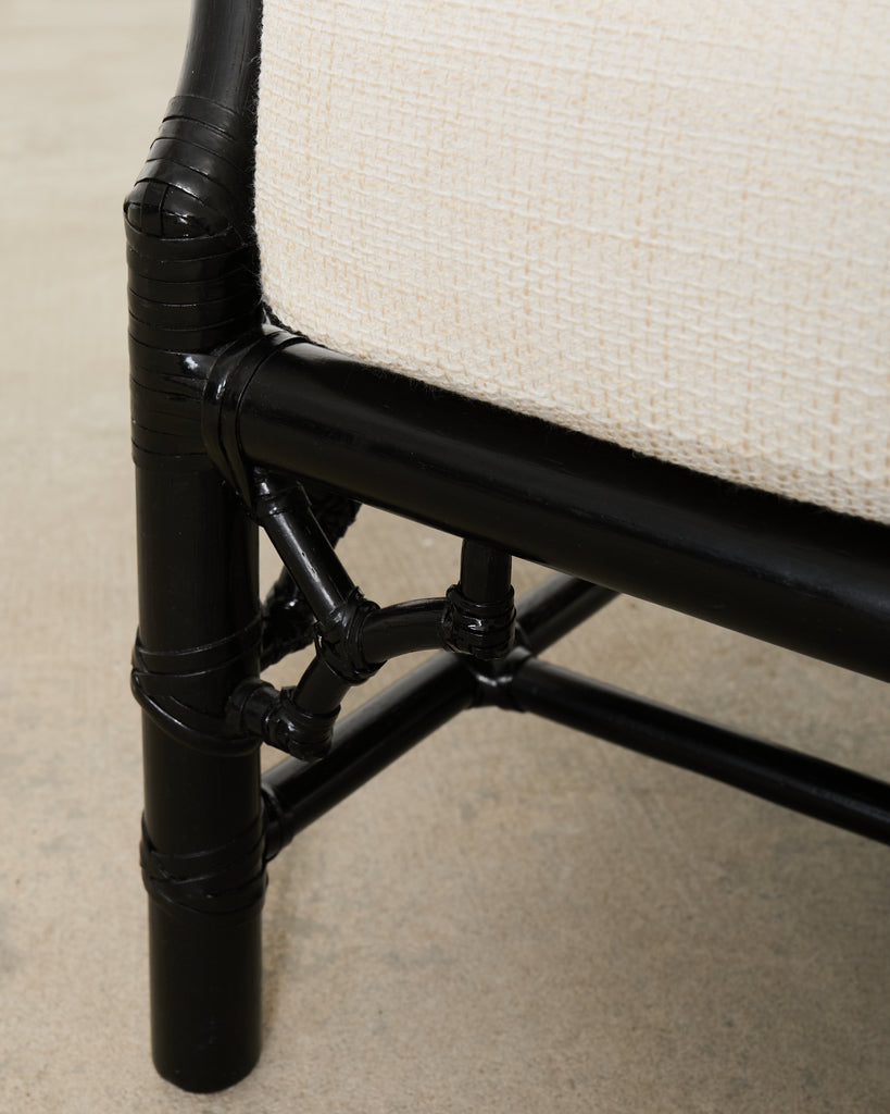 McGuire Rattan Chinese Chippendale Lacquered Lounge Chair