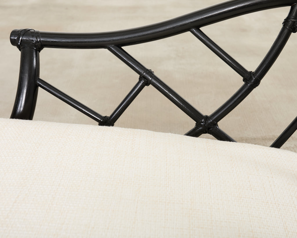 McGuire Rattan Chinese Chippendale Lacquered Lounge Chair