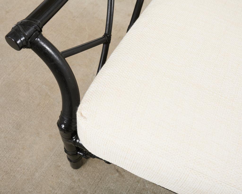 McGuire Rattan Chinese Chippendale Lacquered Lounge Chair