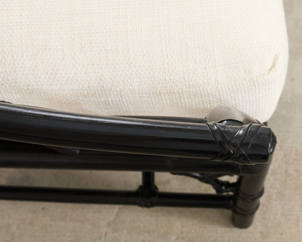 McGuire Rattan Chinese Chippendale Lacquered Lounge Chair