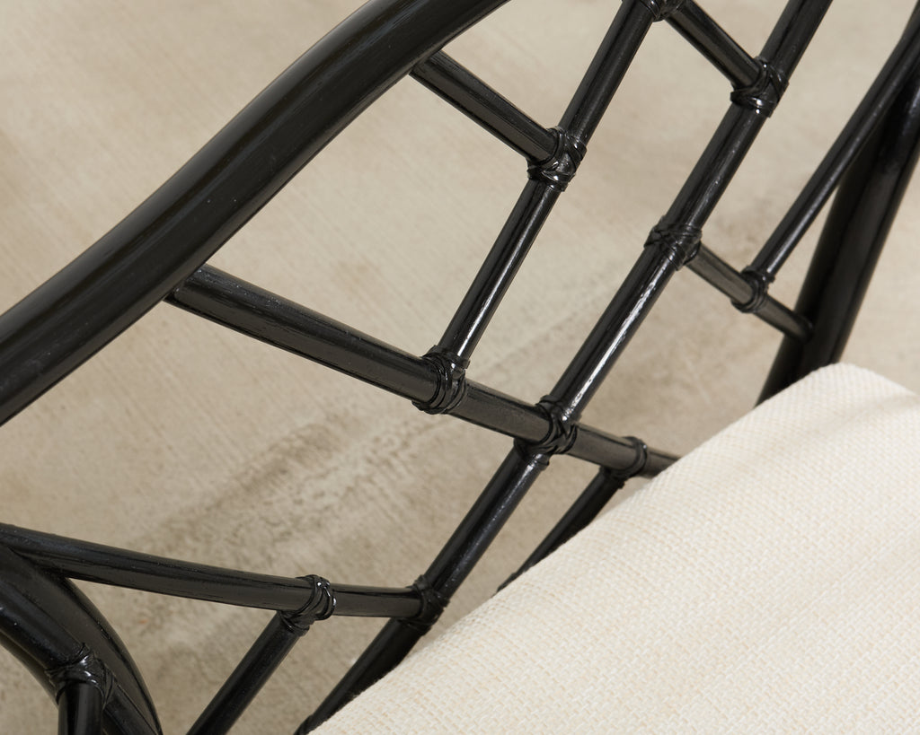 McGuire Rattan Chinese Chippendale Lacquered Lounge Chair