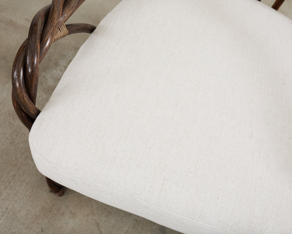 McGuire Organic Modern Twisted Rattan Lounge Chair and Ottoman