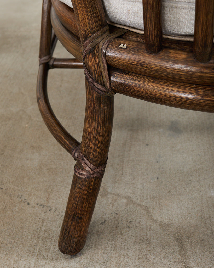 McGuire Organic Modern Twisted Rattan Lounge Chair and Ottoman