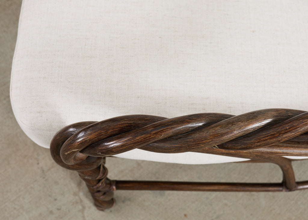 McGuire Organic Modern Twisted Rattan Lounge Chair and Ottoman