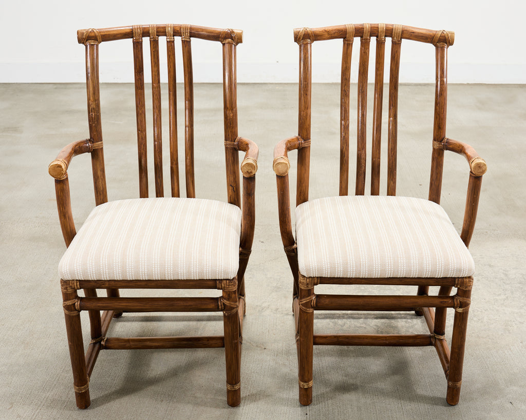 Set of Eight McGuire Organic Modern Rattan Dining Chairs