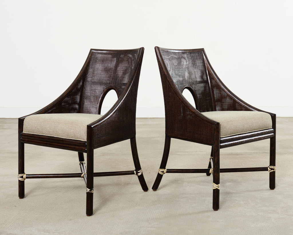 Set of Ten Barbara Barry for McGuire Caned Dining Armchairs