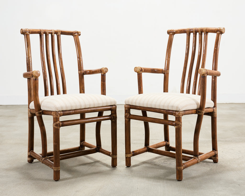 Set of Eight McGuire Organic Modern Rattan Dining Chairs