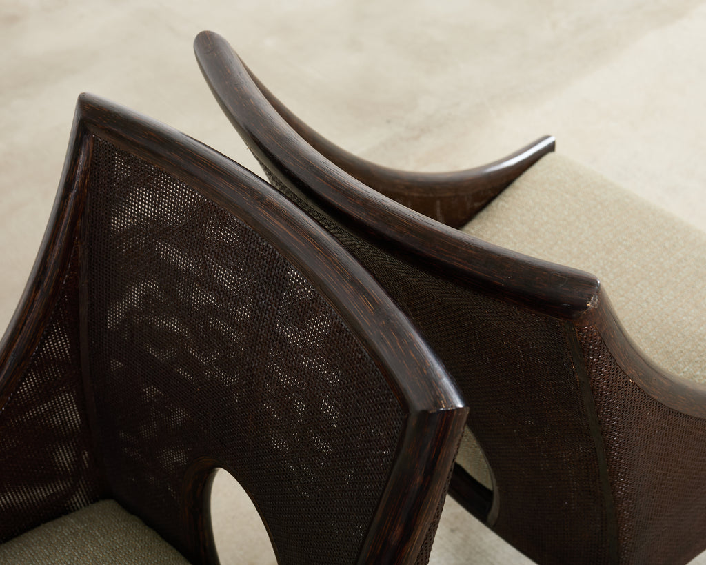 Set of Ten Barbara Barry for McGuire Caned Dining Armchairs