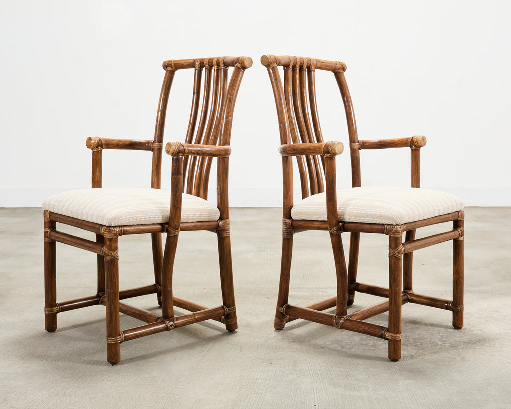 Set of Eight McGuire Organic Modern Rattan Dining Chairs