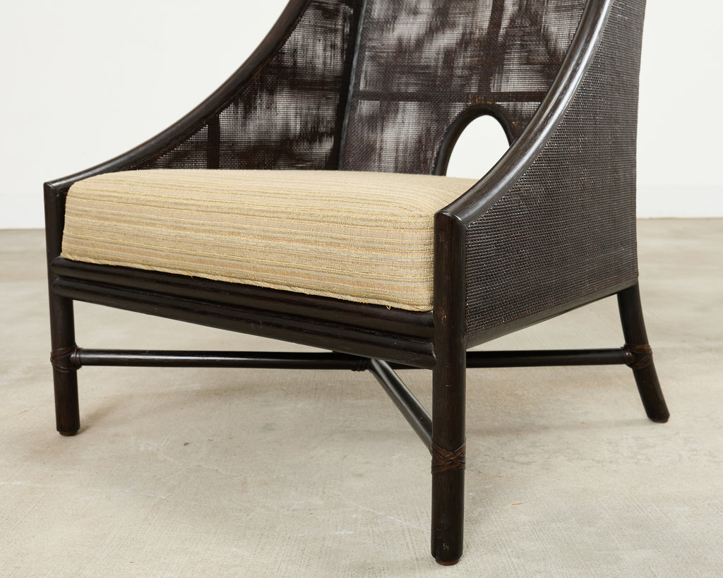 Pair of Barbara Barry for McGuire Caned Lounge Chairs and Ottoman