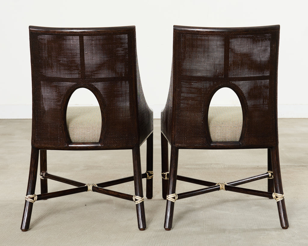 Set of Ten Barbara Barry for McGuire Caned Dining Armchairs