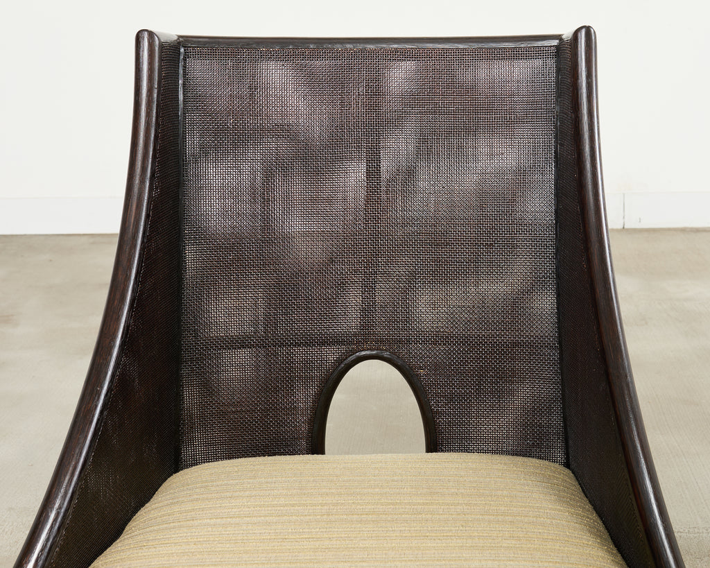 Pair of Barbara Barry for McGuire Caned Lounge Chairs and Ottoman