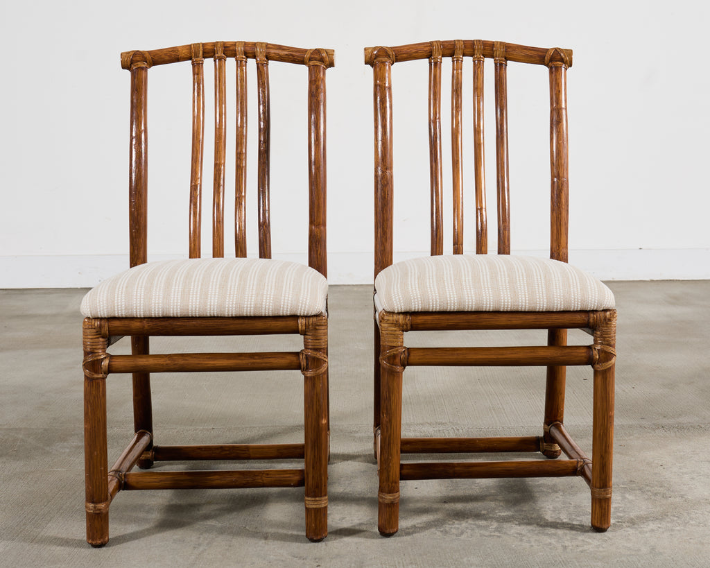 Set of Eight McGuire Organic Modern Rattan Dining Chairs