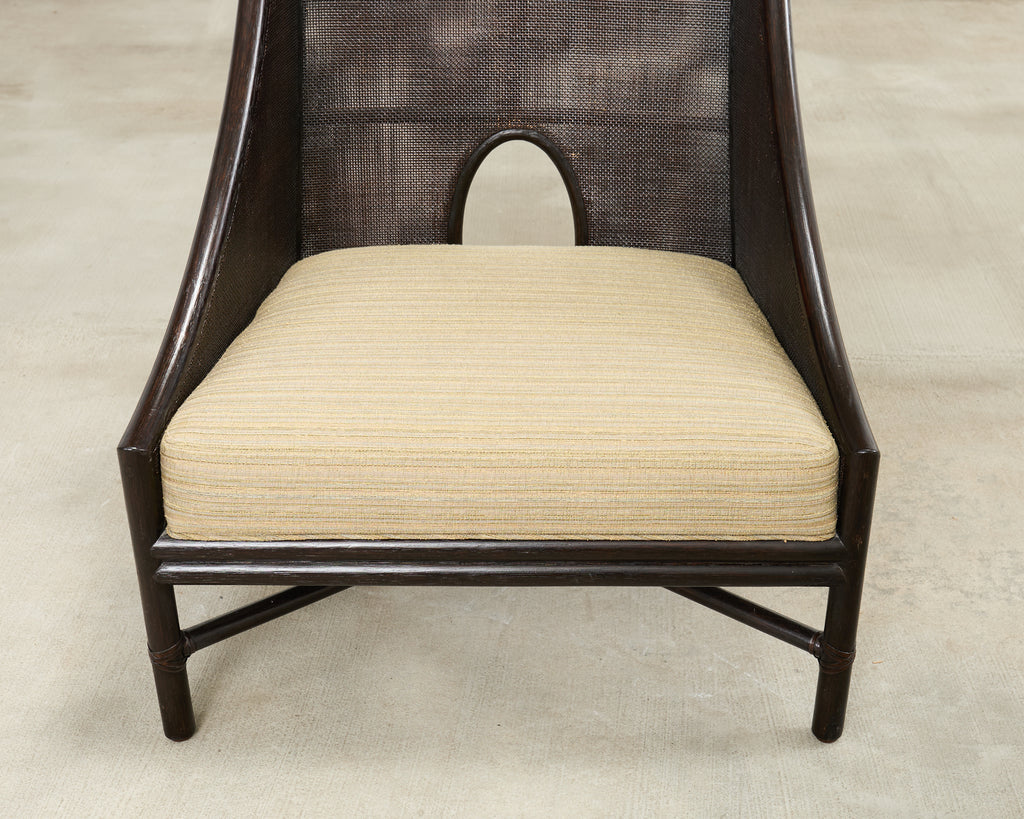 Pair of Barbara Barry for McGuire Caned Lounge Chairs and Ottoman