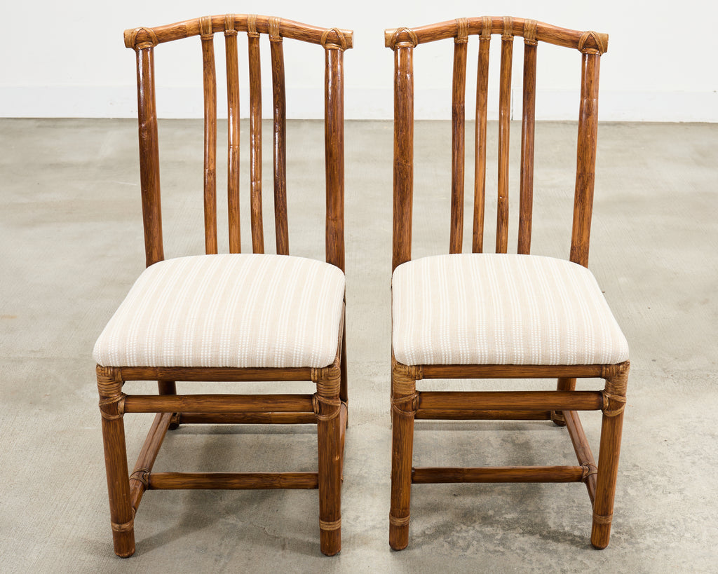 Set of Eight McGuire Organic Modern Rattan Dining Chairs