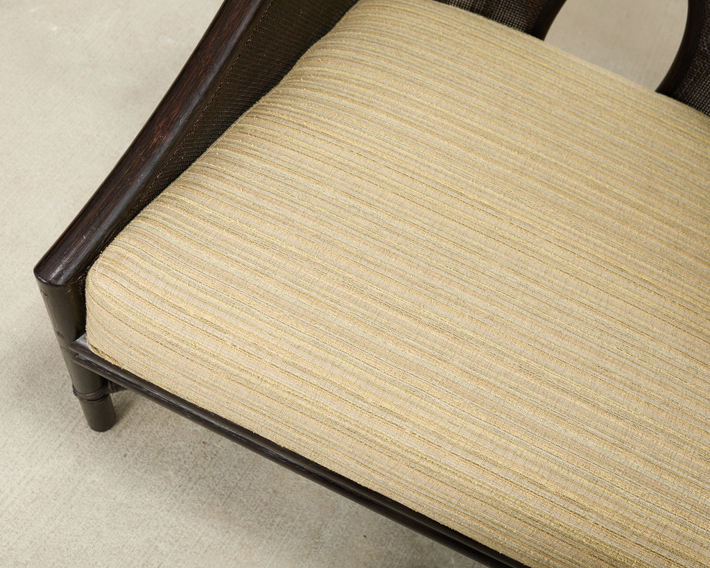 Pair of Barbara Barry for McGuire Caned Lounge Chairs and Ottoman