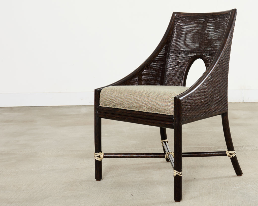 Set of Ten Barbara Barry for McGuire Caned Dining Armchairs