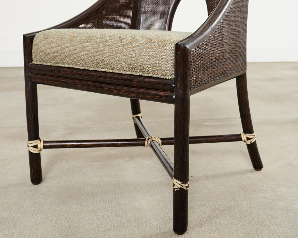 Set of Ten Barbara Barry for McGuire Caned Dining Armchairs