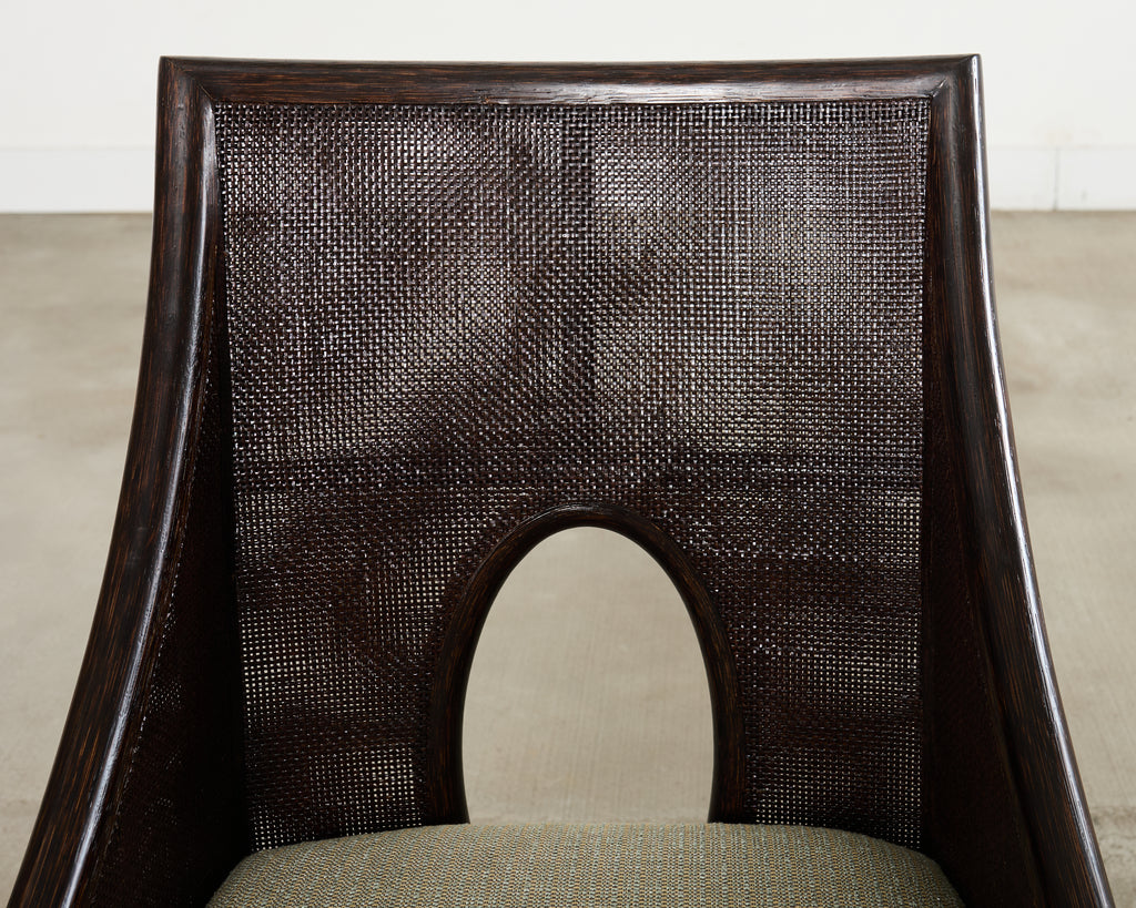 Set of Ten Barbara Barry for McGuire Caned Dining Armchairs