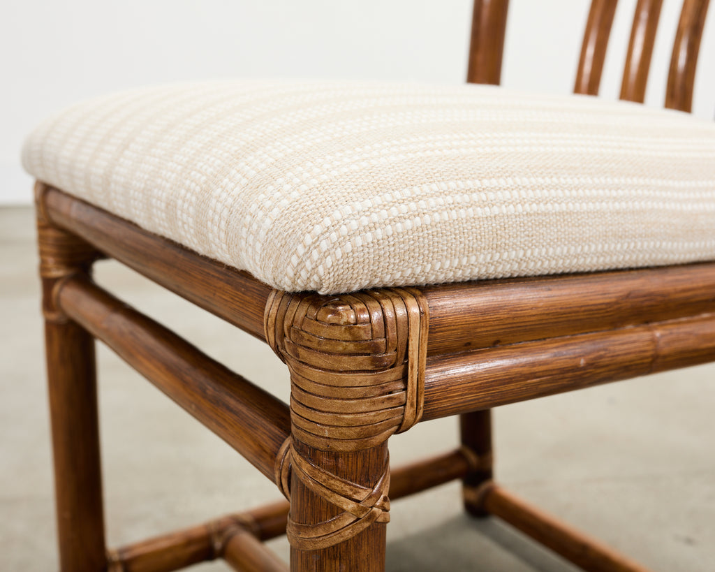 Set of Eight McGuire Organic Modern Rattan Dining Chairs