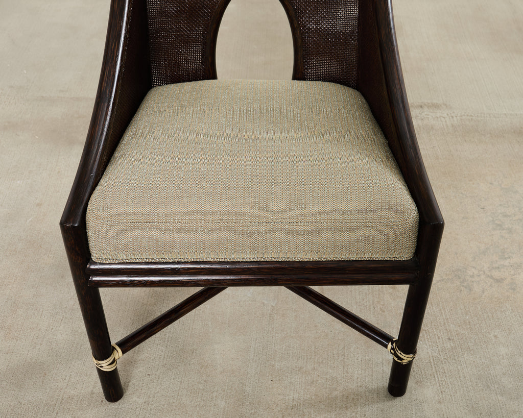 Set of Ten Barbara Barry for McGuire Caned Dining Armchairs
