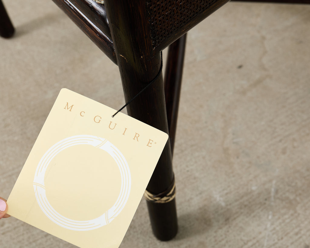 Set of Ten Barbara Barry for McGuire Caned Dining Armchairs