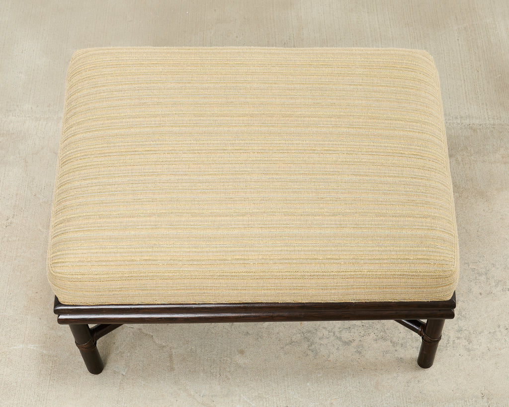 Pair of Barbara Barry for McGuire Caned Lounge Chairs and Ottoman