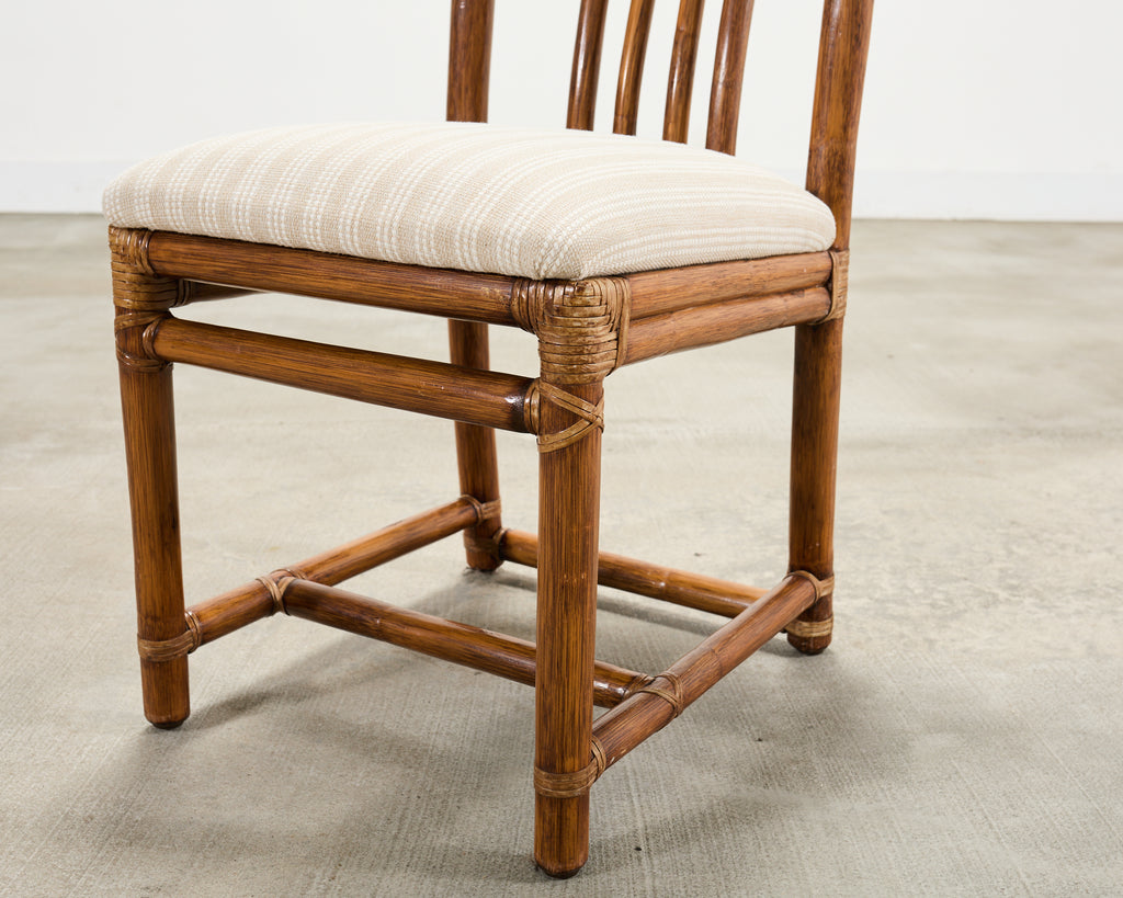 Set of Eight McGuire Organic Modern Rattan Dining Chairs