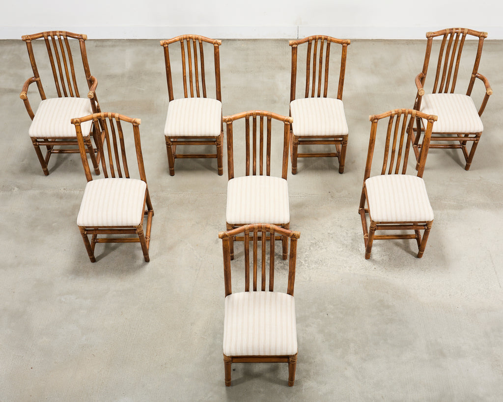 Set of Eight McGuire Organic Modern Rattan Dining Chairs