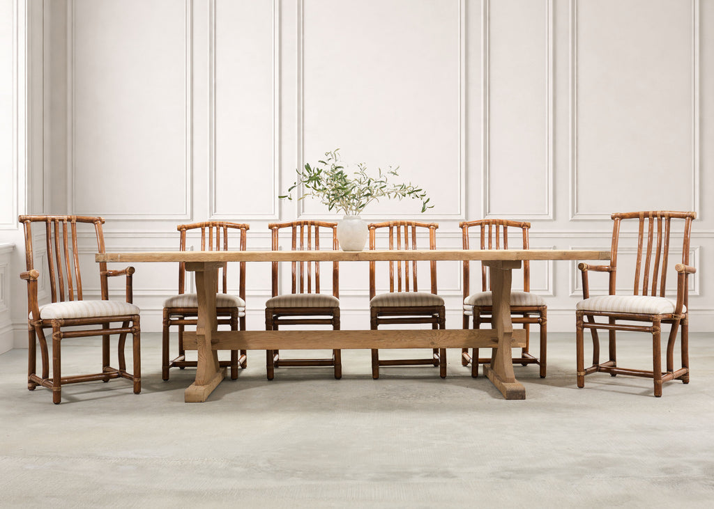Set of Eight McGuire Organic Modern Rattan Dining Chairs
