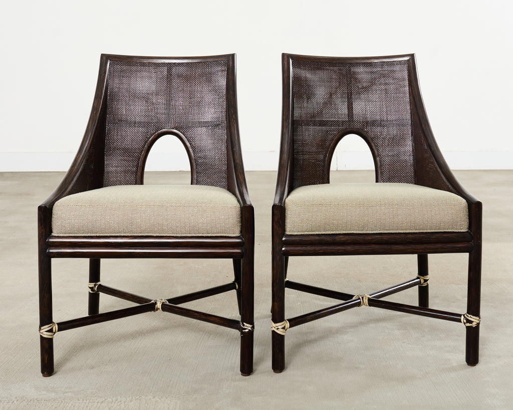 Set of Ten Barbara Barry for McGuire Caned Dining Armchairs