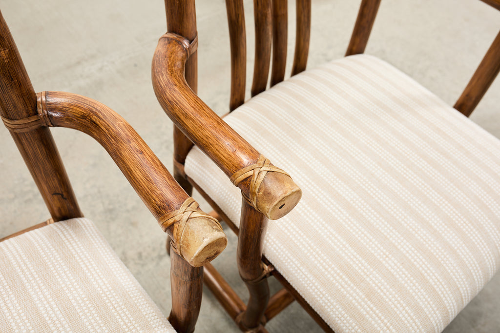 Set of Eight McGuire Organic Modern Rattan Dining Chairs