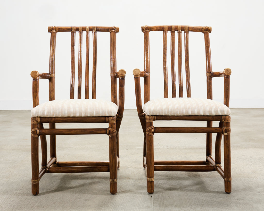 Set of Eight McGuire Organic Modern Rattan Dining Chairs
