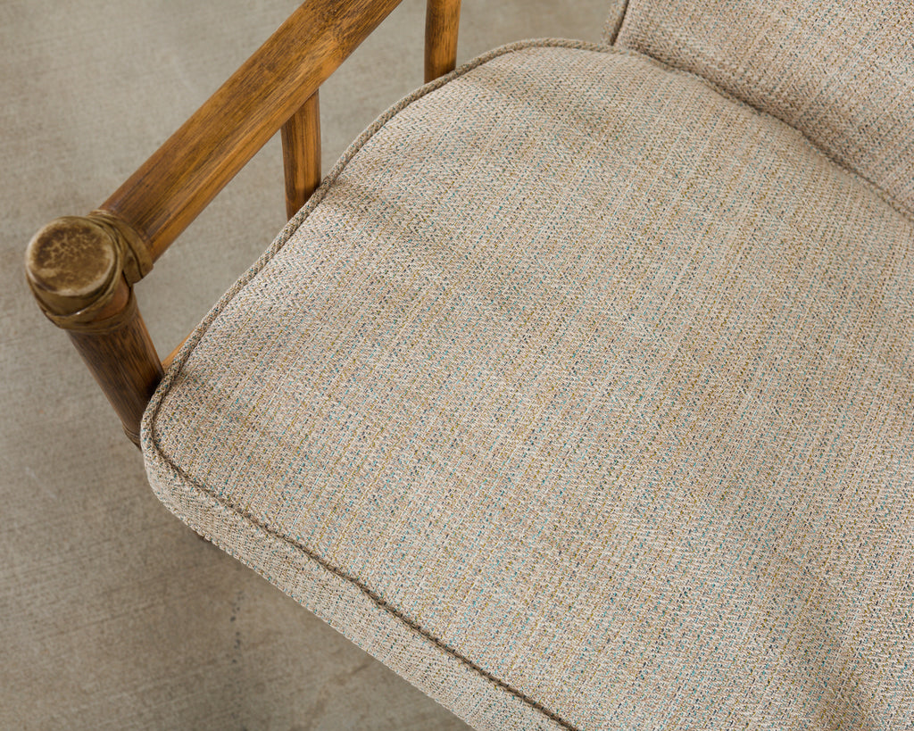 Pair of McGuire Organic Modern Rattan Armchairs and Ottomans