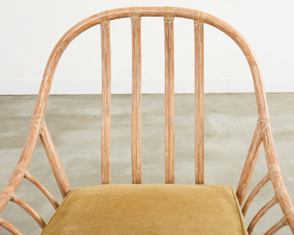 Pair of McGuire Organic Modern Cerused Rattan Lounge Chairs