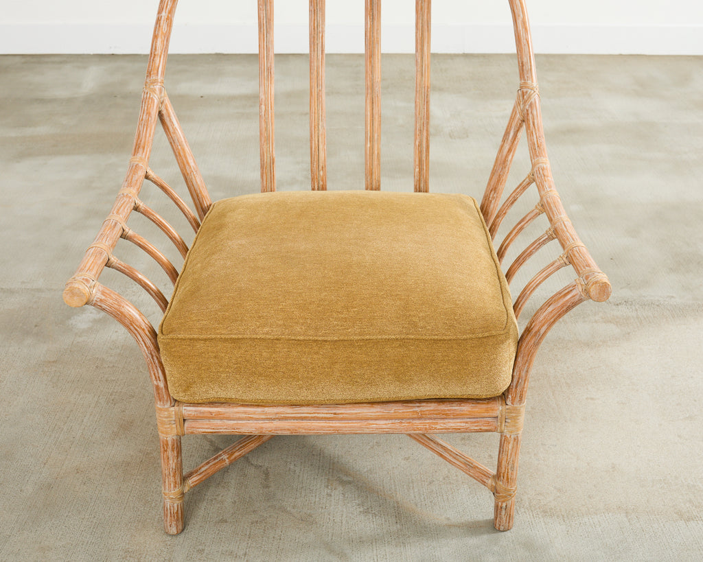 Pair of McGuire Organic Modern Cerused Rattan Lounge Chairs