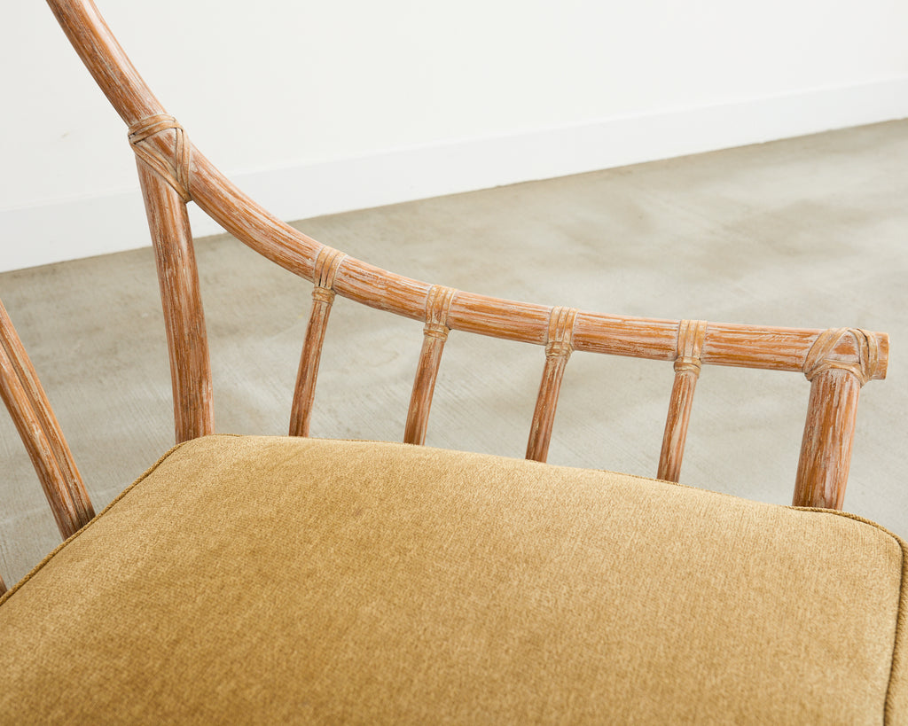 Pair of McGuire Organic Modern Cerused Rattan Lounge Chairs