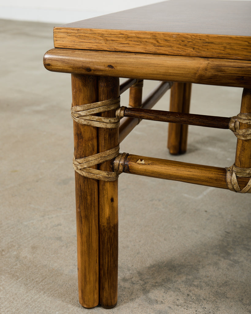 McGuire Organic Modern Rattan Oak Cocktail Coffee Table