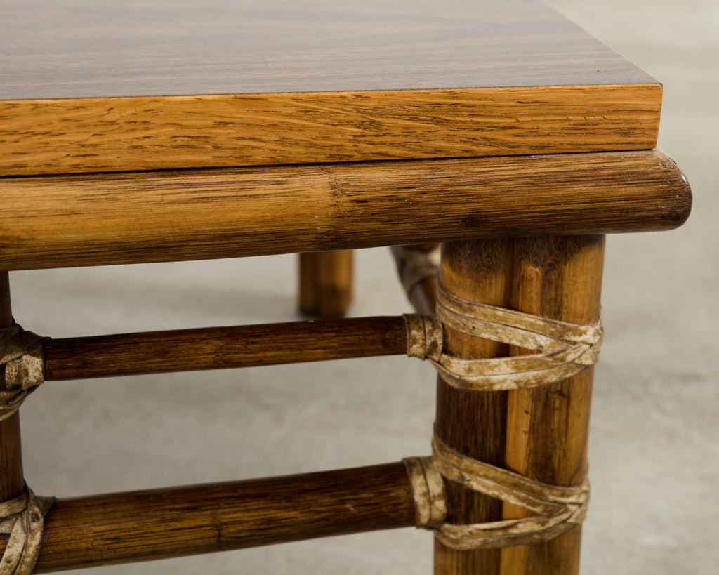 McGuire Organic Modern Rattan Oak Cocktail Coffee Table