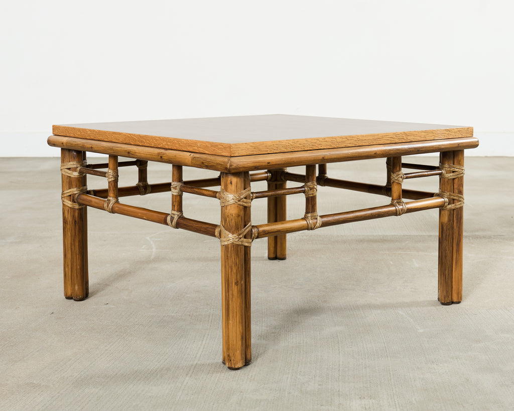McGuire Organic Modern Rattan Oak Cocktail Coffee Table