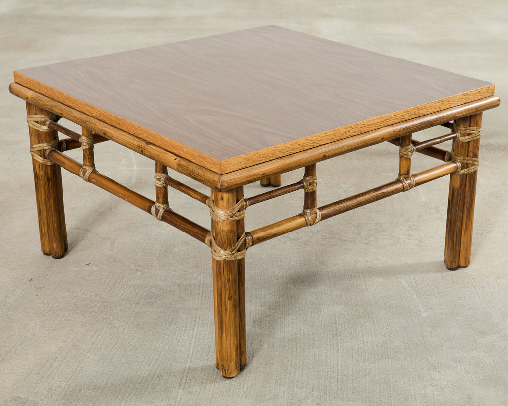 McGuire Organic Modern Rattan Oak Cocktail Coffee Table
