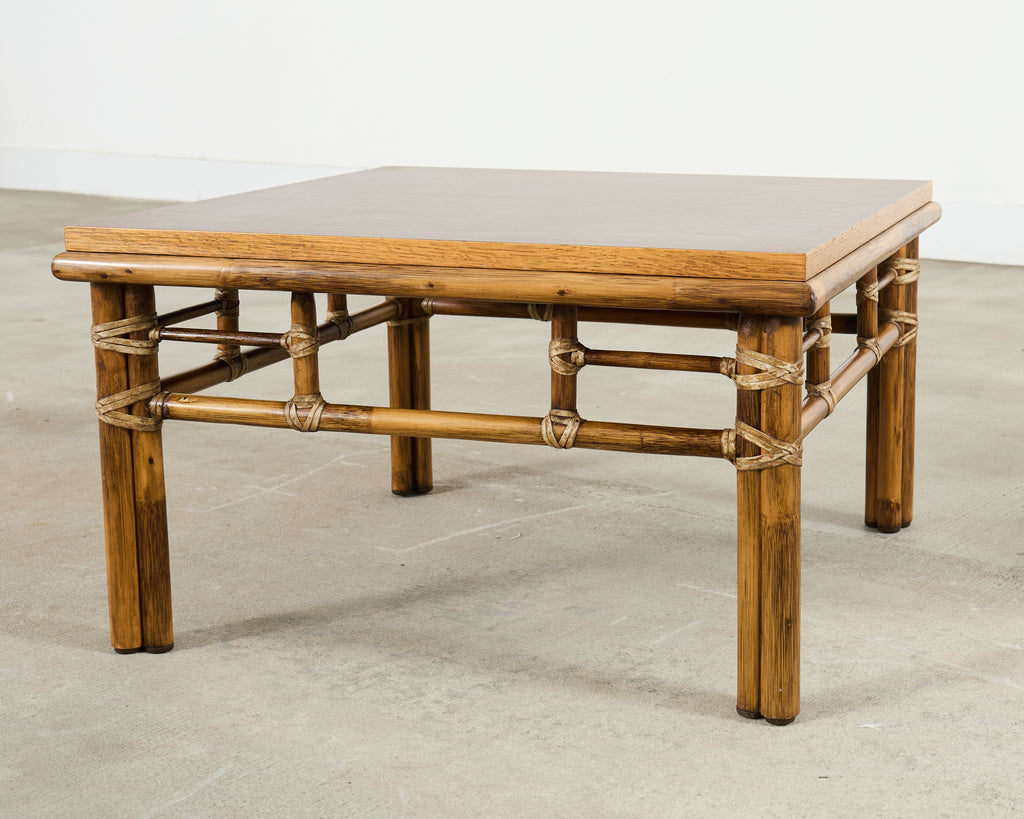 McGuire Organic Modern Rattan Oak Cocktail Coffee Table