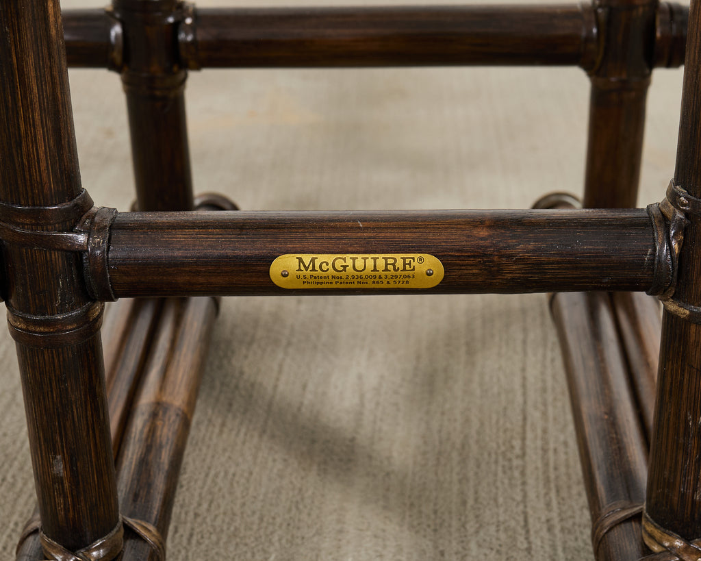 McGuire Organic Modern Rattan Brass Lattice Cocktail Table