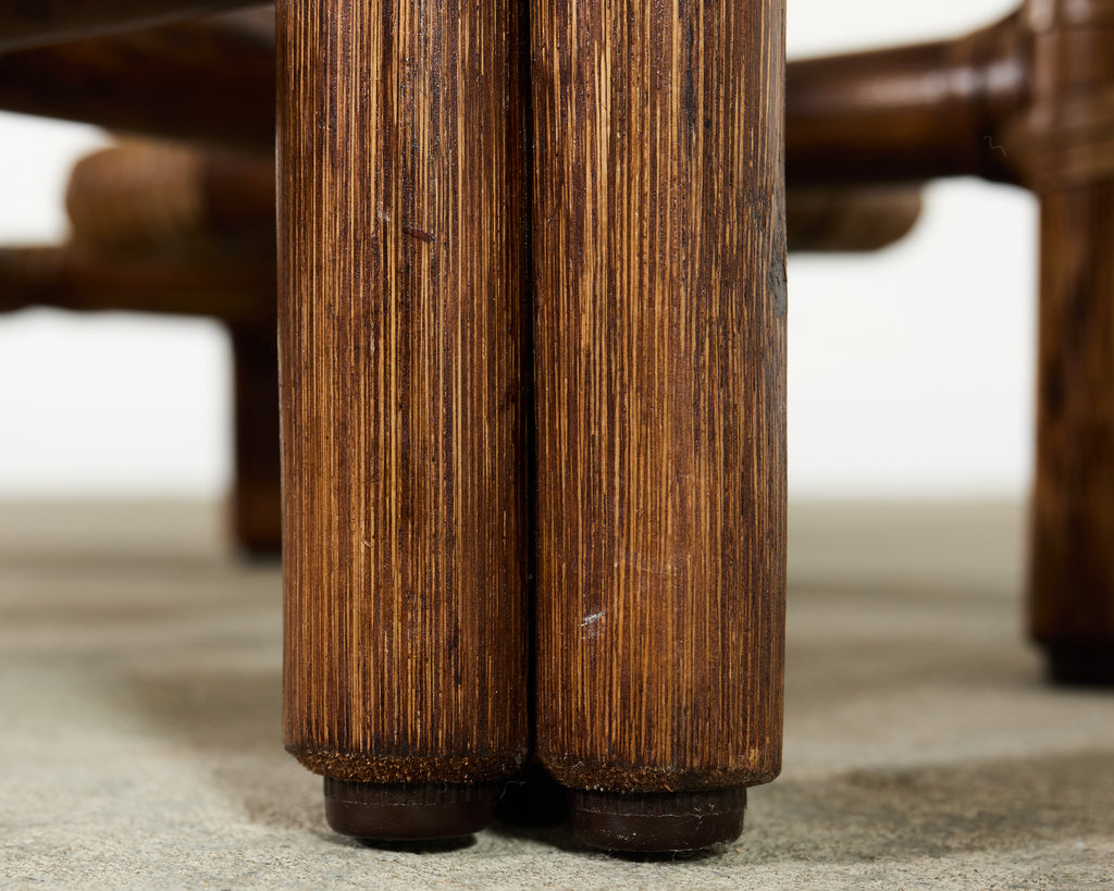 McGuire Organic Modern Lattice Rattan Brass Glass Cocktail Table