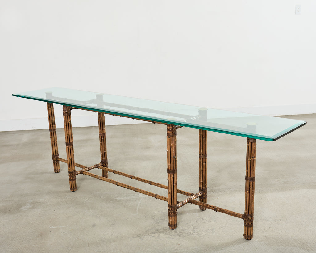 McGuire Organic Modern Bamboo Glass Console Table 8 Ft.