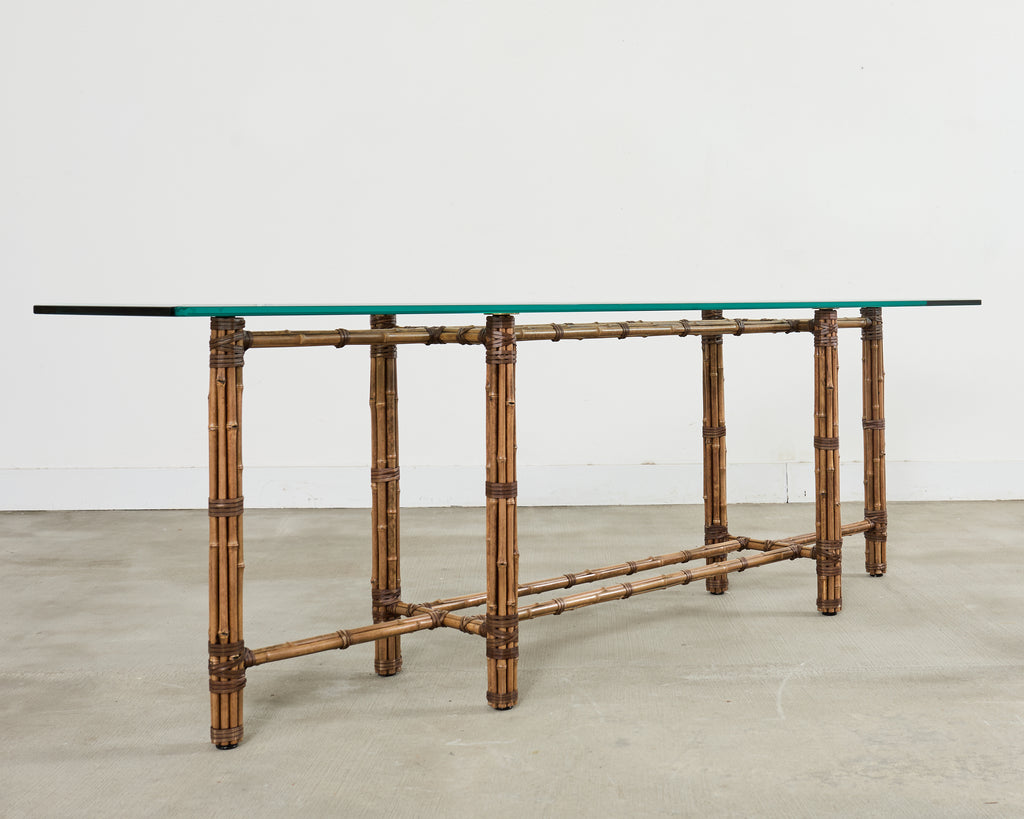 McGuire Organic Modern Bamboo Glass Console Table 8 Ft.