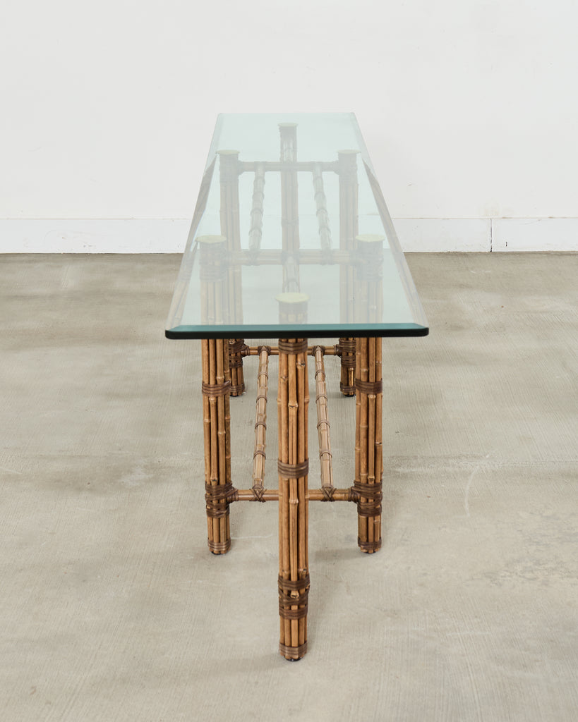 McGuire Organic Modern Bamboo Glass Console Table 8 Ft.